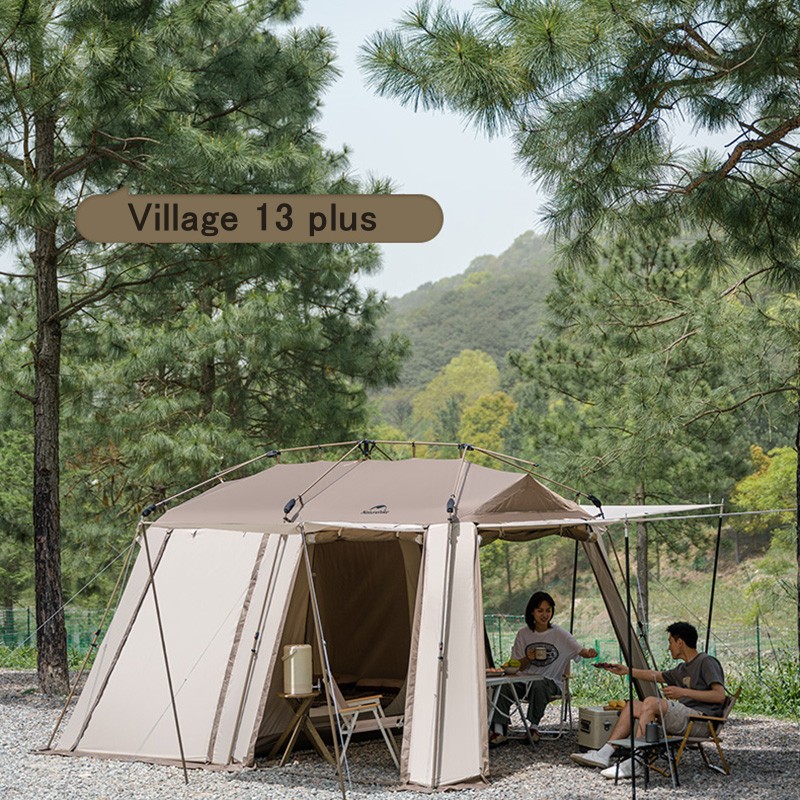 Naturehike Village13 Plus ワンタッチ テント ロッジ型 テント 4~6人用 13㎡ 広いスペース UPF50+ 自立式  耐水圧PU2000mm 前室ポール付き