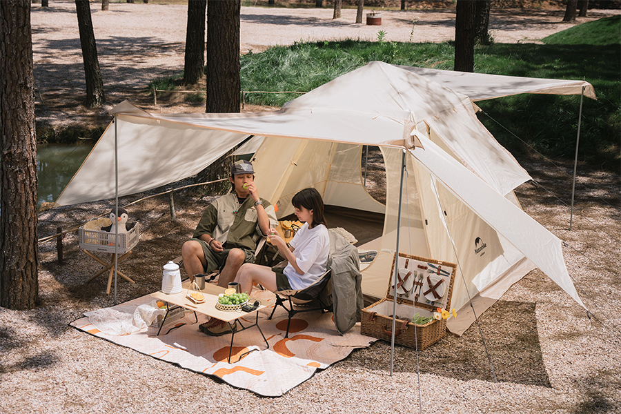 Naturehike ワンタッチテント UPF50+【2-4人用】Ango4 2つの前室ルーム 