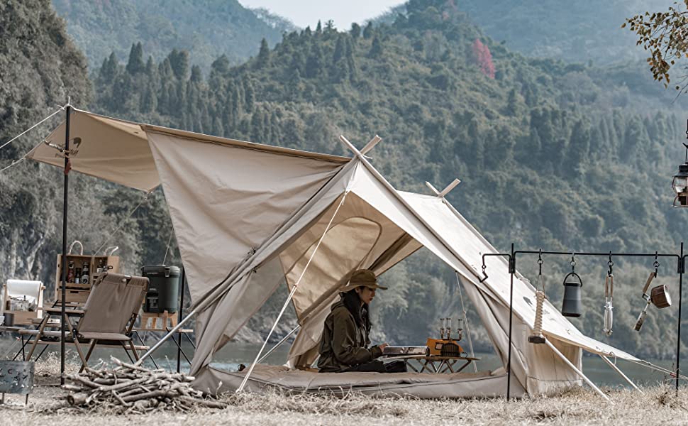 Naturehike公式ショップ コットンテント ロッジテント 綿布テント 4シーズン スパイア テント ピラミッドテント ファミリーキャンプ アウトドアキャンピング 防水 日除け