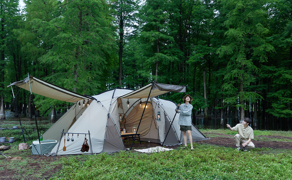 カマボコ型 つーりんぐどーむ 3人用テント シェルター かまぼこテント 家族 カップル 大型テント 3ルームテント