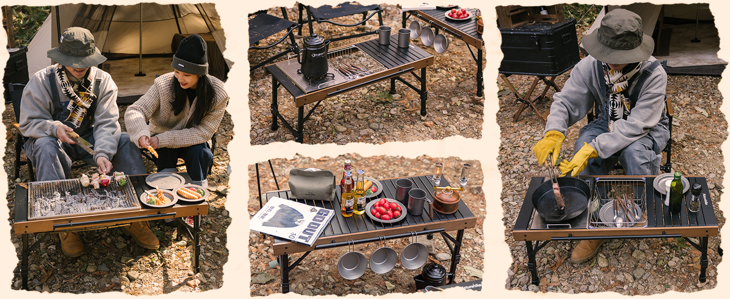 Naturehike Square Fold-IGT アウトドアテーブル ウッド ロール