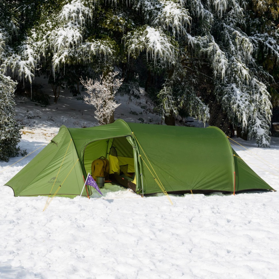 Naturehike トンネル テント 3-4人用 広い前室 ４シーズン 防風 防雨 通気