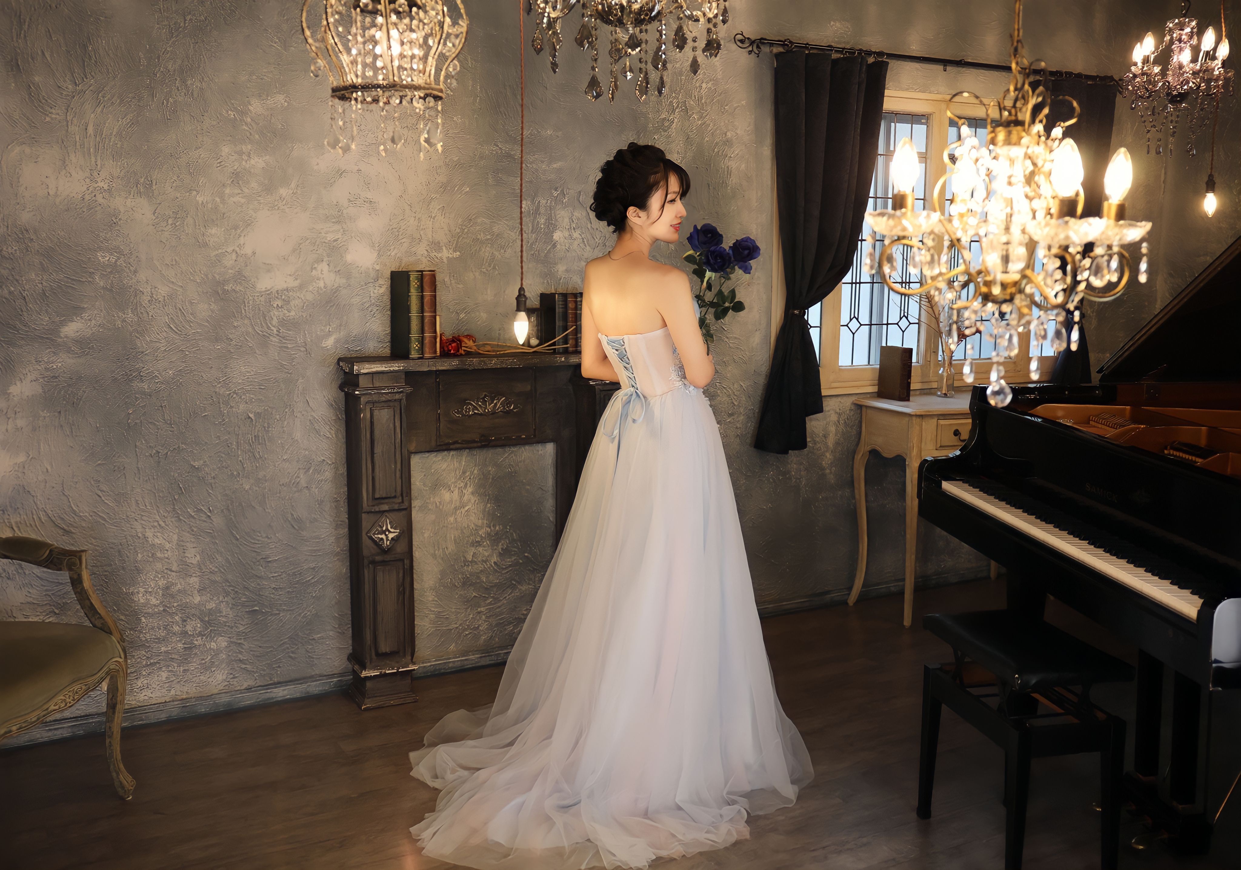 A×N collaboration dress　AN 1003 Blue