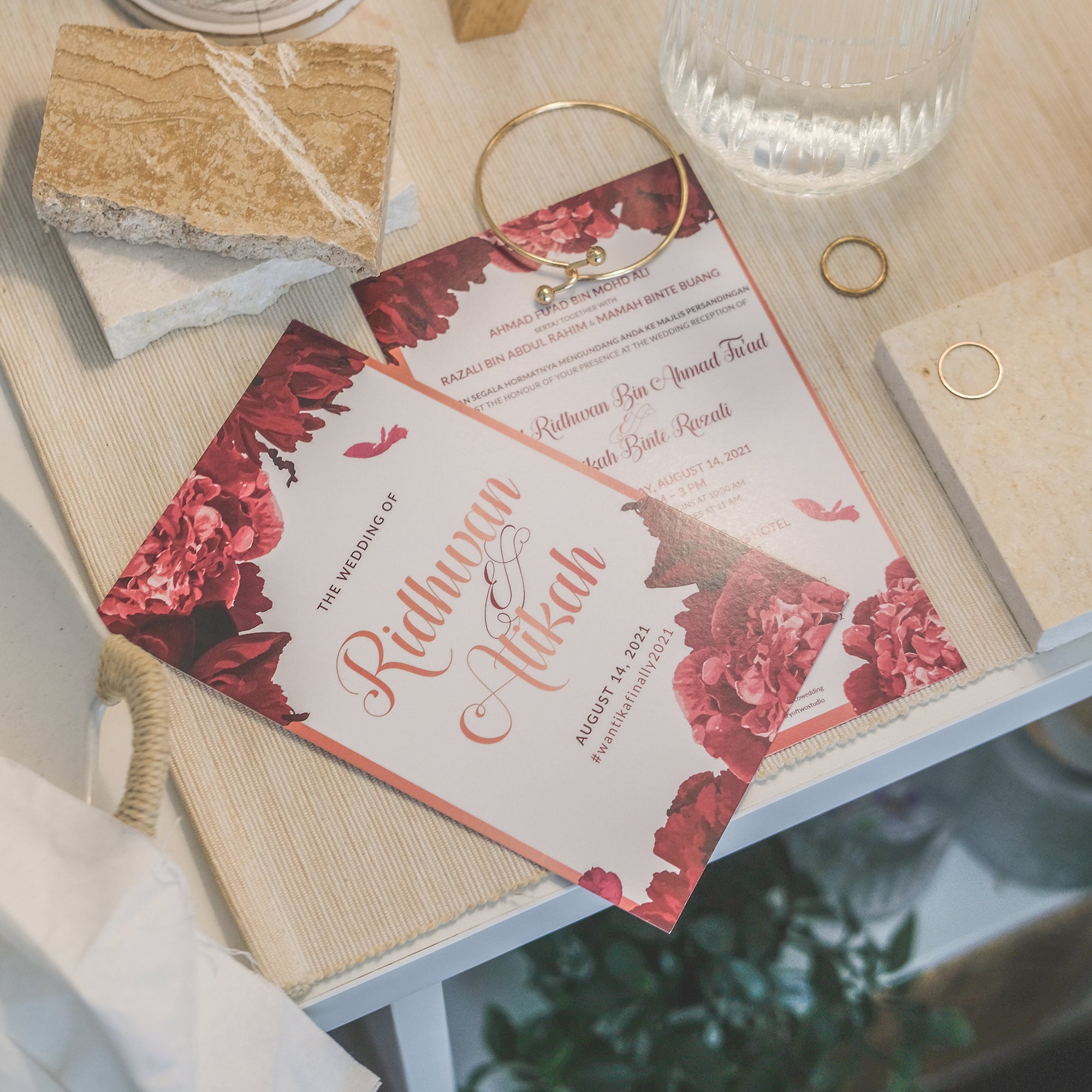 All Red Peony Wedding Invitations | SG Modern Wedding Invitations