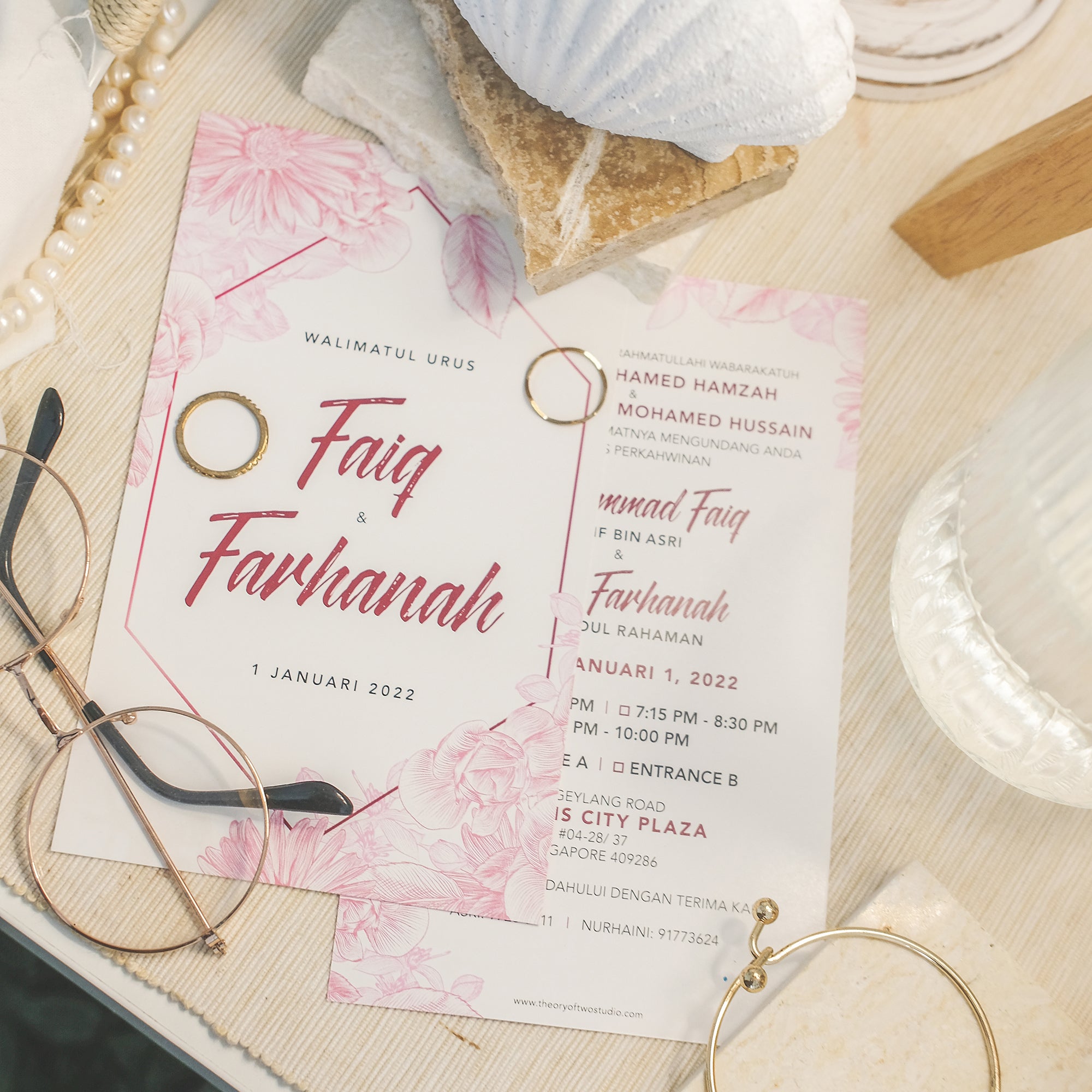 Soft Pink Floral Wedding Invitations | Affordable Wedding Card SG