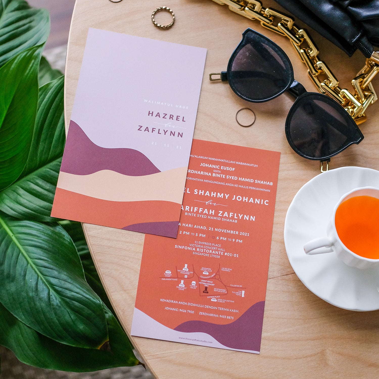 Burnt Orange Modern Wedding Invitations | Singapore Wedding Card