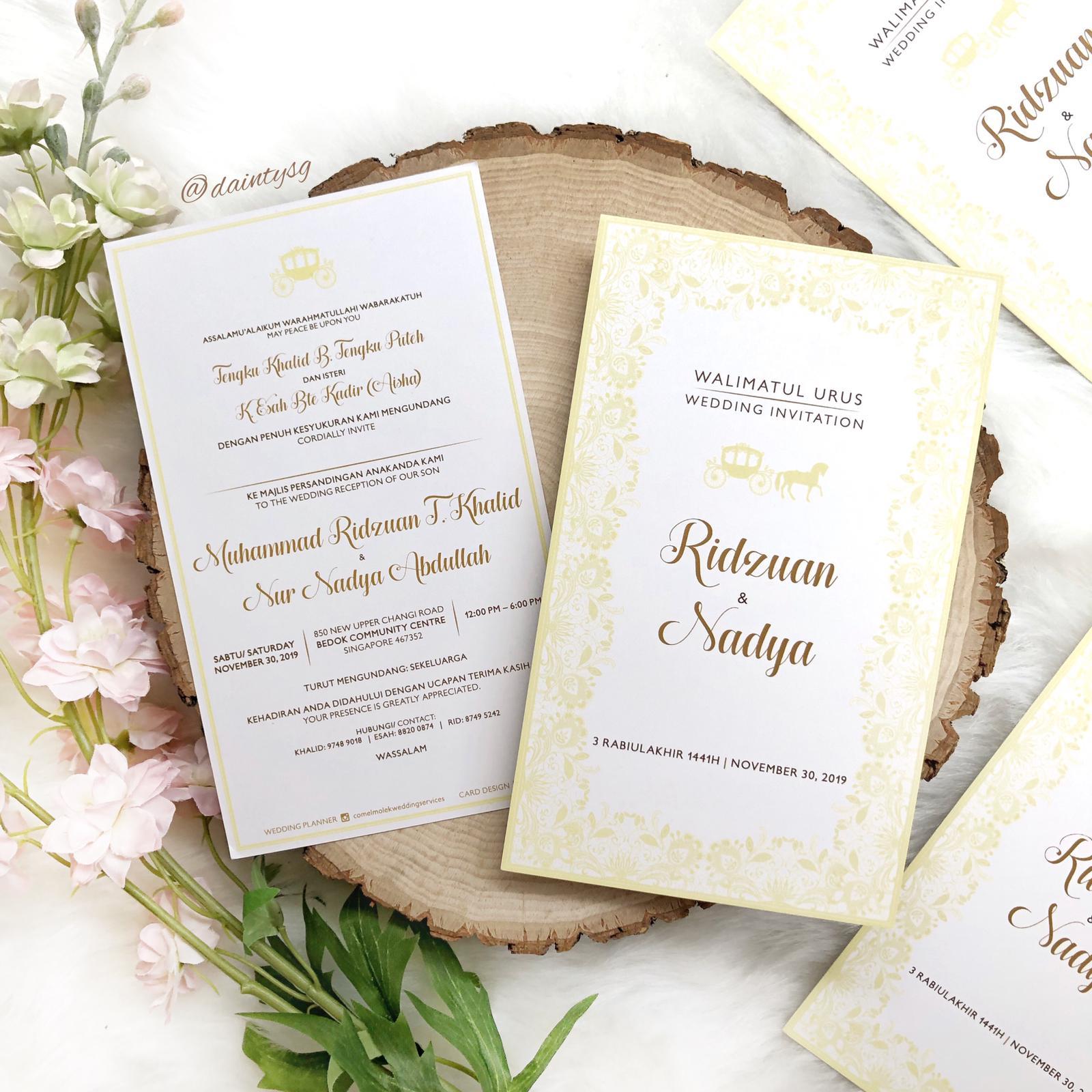 Modern Pale Yellow Lace Wedding Invitations | Wedding Card SG