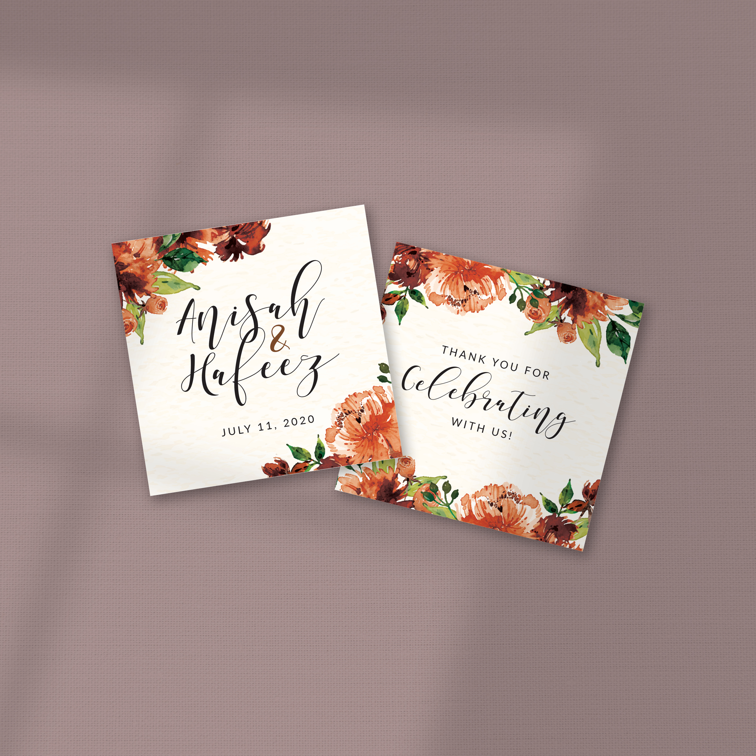 AUTUMN LEAVES WEDDING FAVOR STICKER/ TAG 