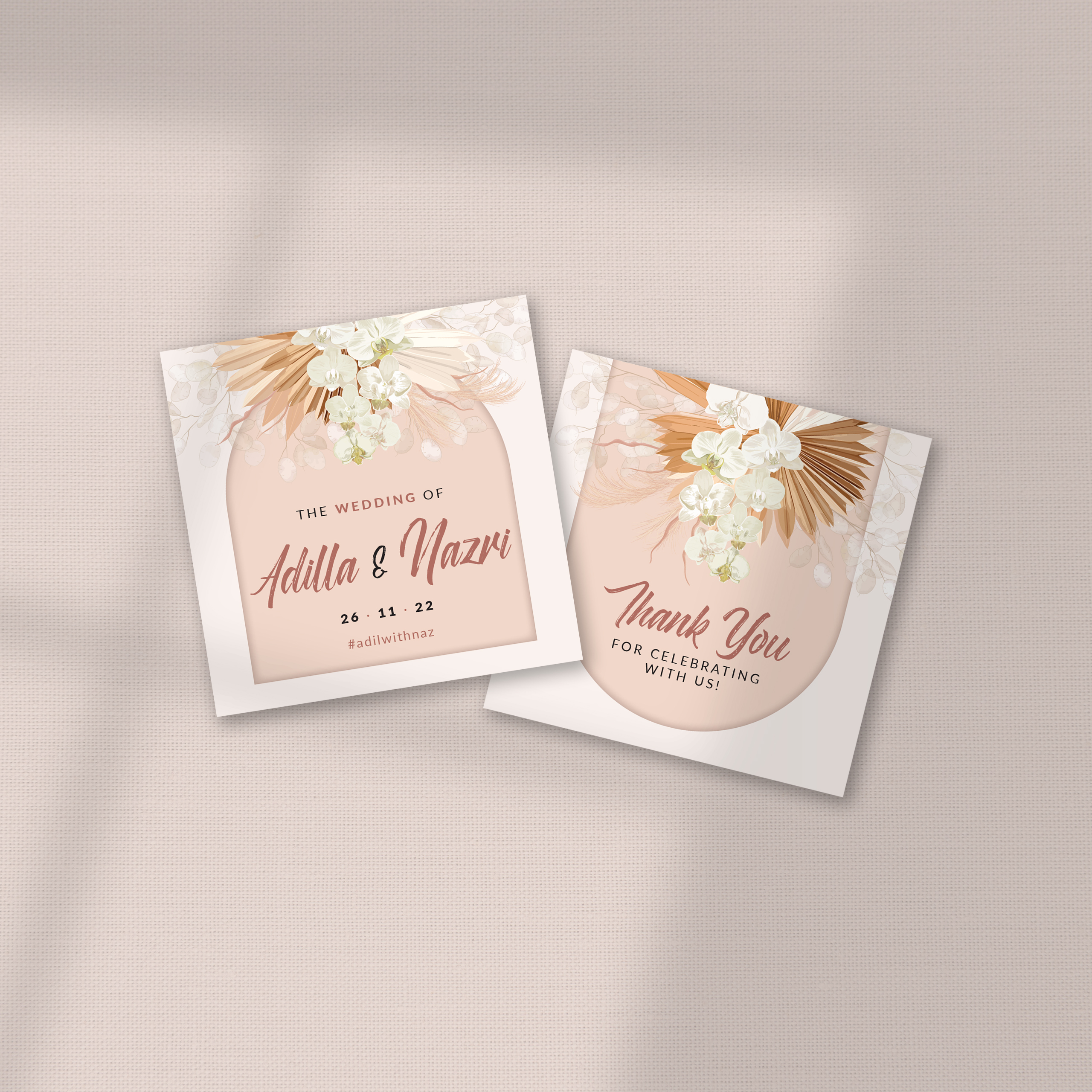 BOHEMIAN PAMPAS ARCH WEDDING FAVOR STICKER/ TAG 