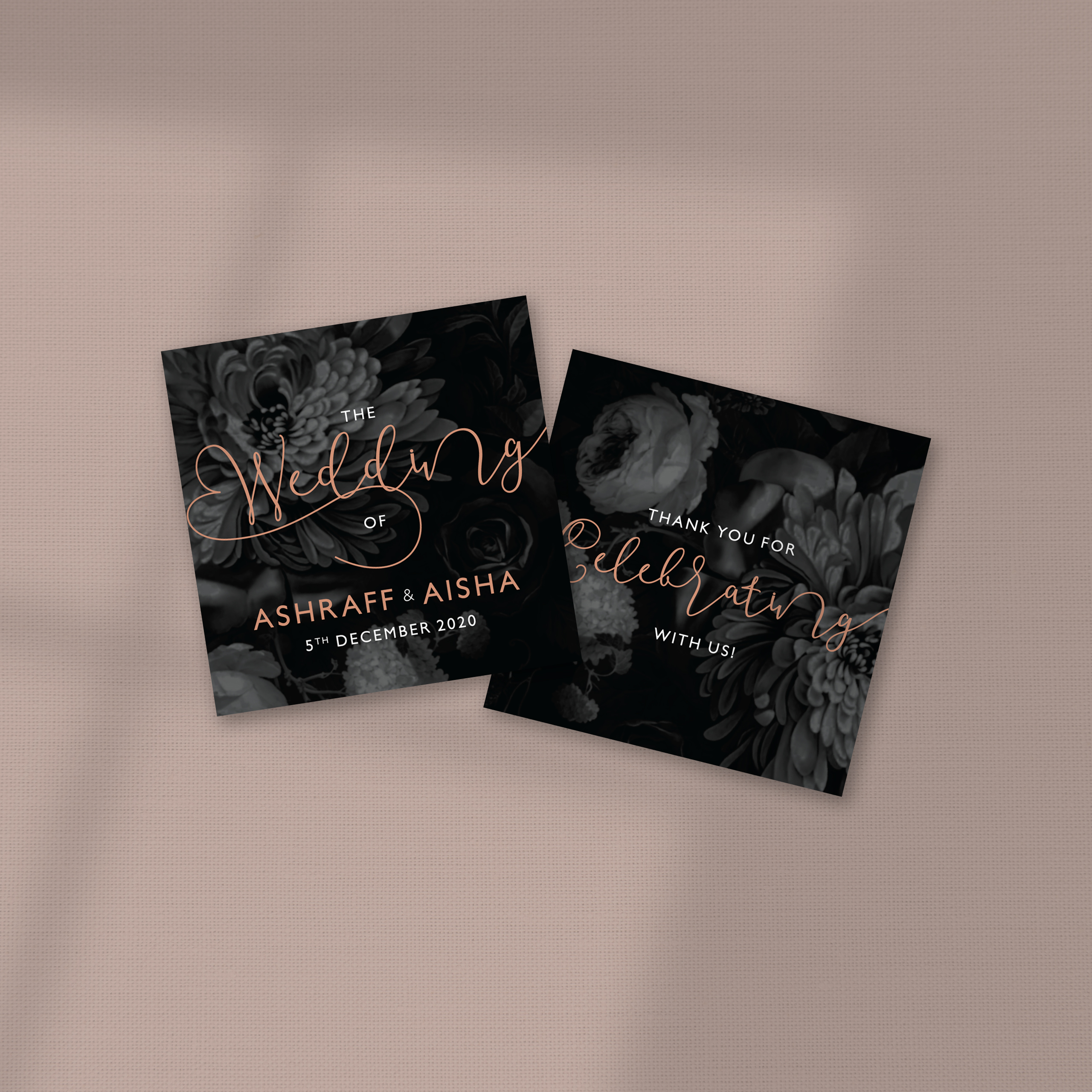 CLASSIC DARK FLORAL WEDDING FAVOR STICKER/ TAG 