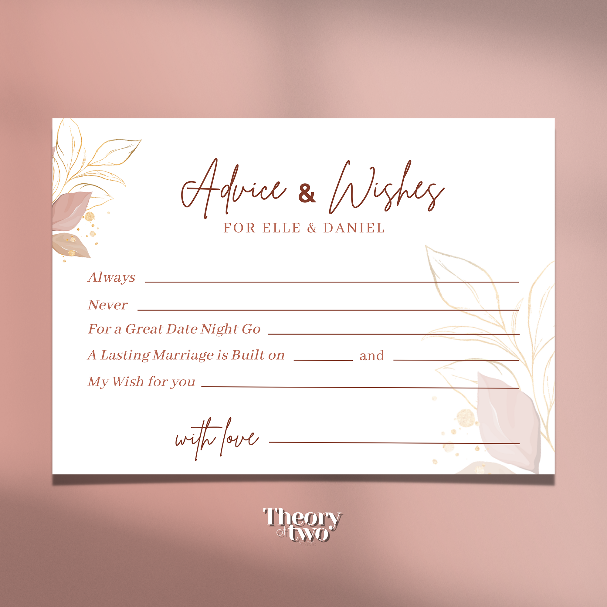 EARTHY FLOWER WEDDING ADVICE CARDS FOR THE BRIDE AND GROOM | Singapore Wedding Card