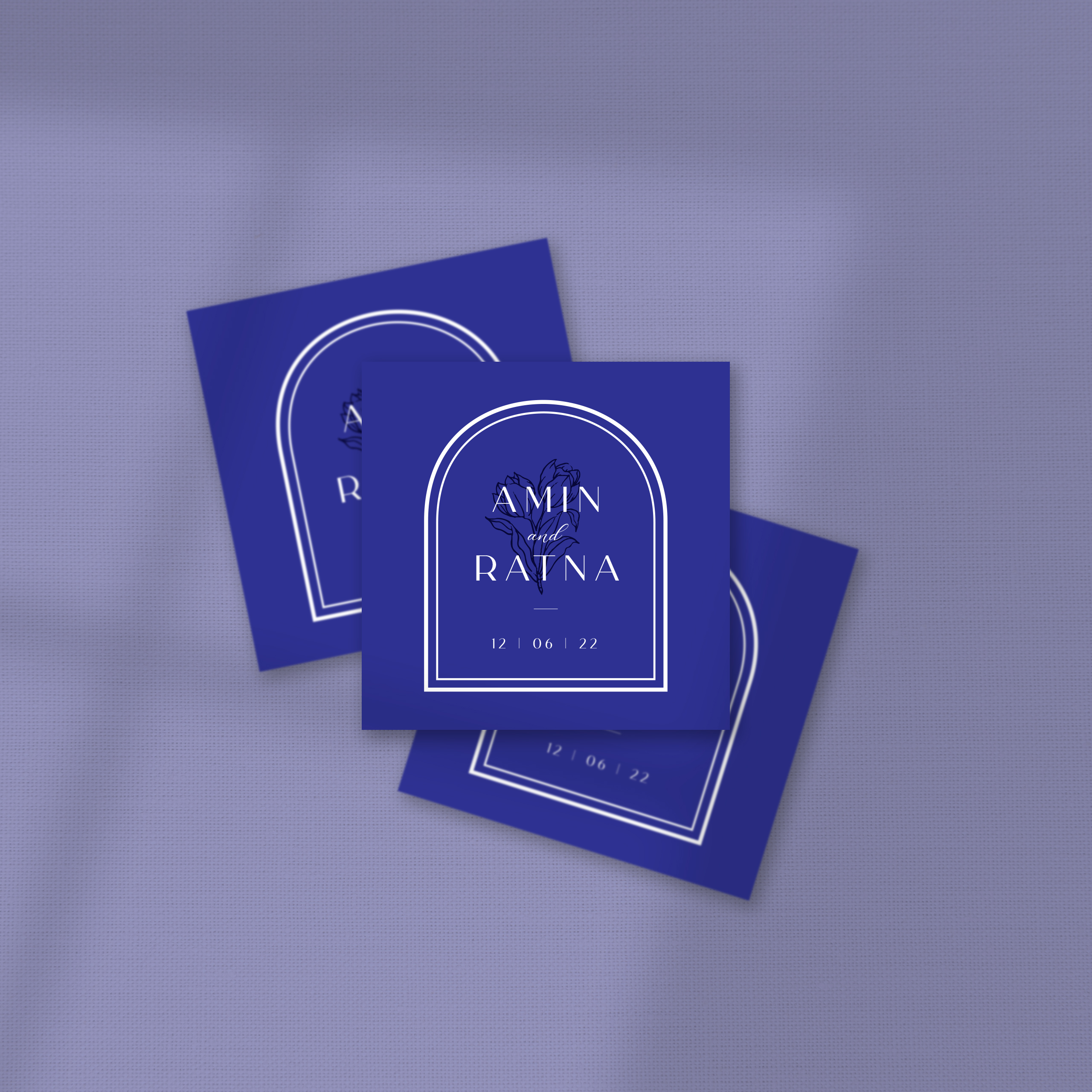 ELEGANT NAVY BLUE ARCH WEDDING FAVOR STICKER/ TAG 