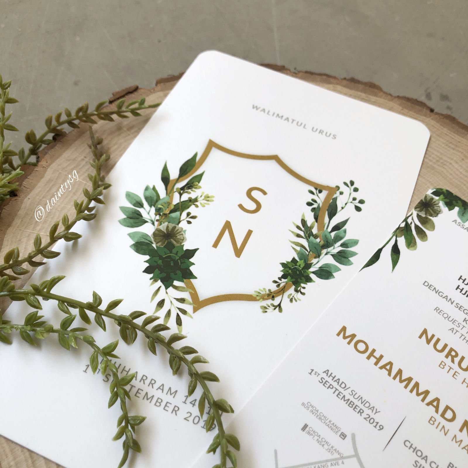 Elegant Shield Blush Wedding Invitations | Kad Kahwin Singapore