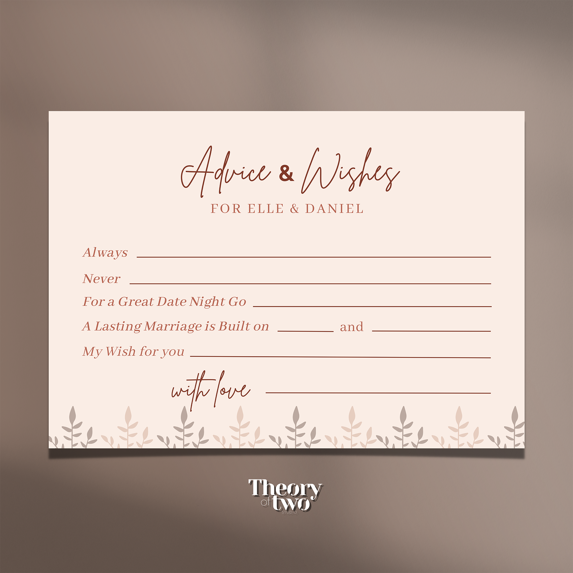 EARTH TONED WEDDING ADVICE CARDS FOR THE BRIDE AND GROOM | Singapore Wedding Card