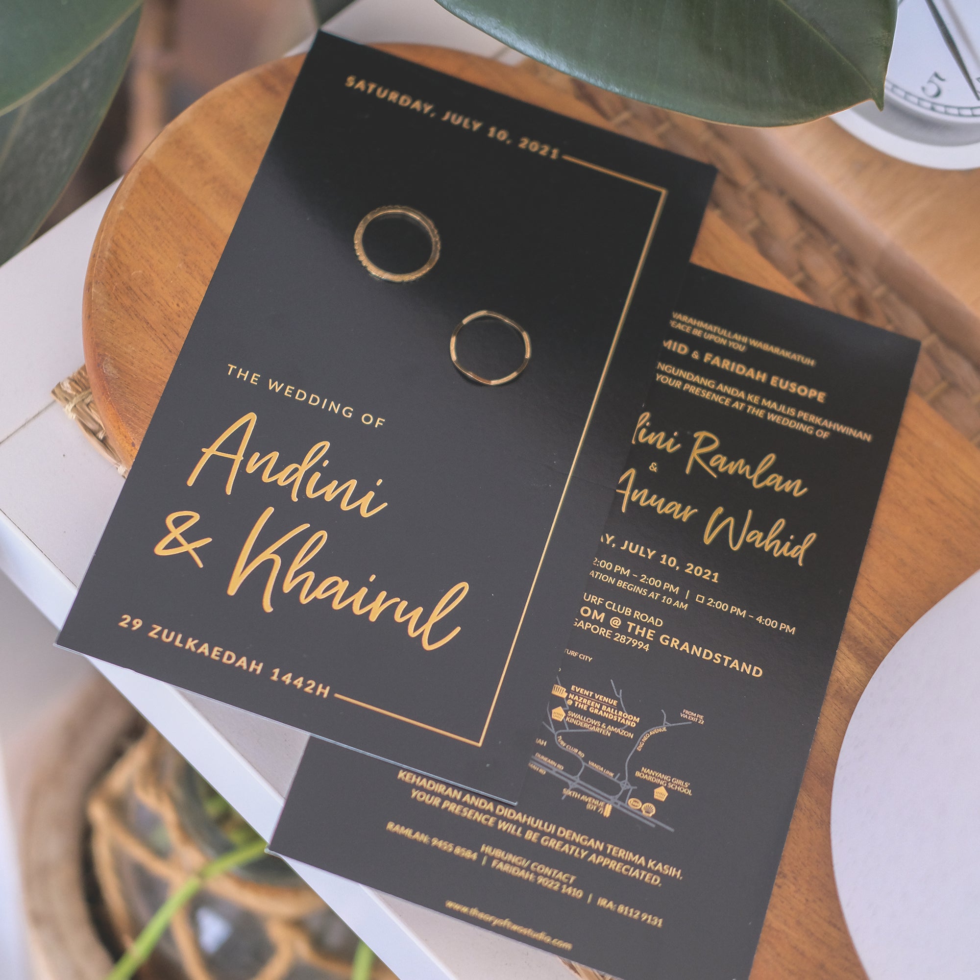 Gold on Black Modern Wedding Invitations | Singapore Wedding Card
