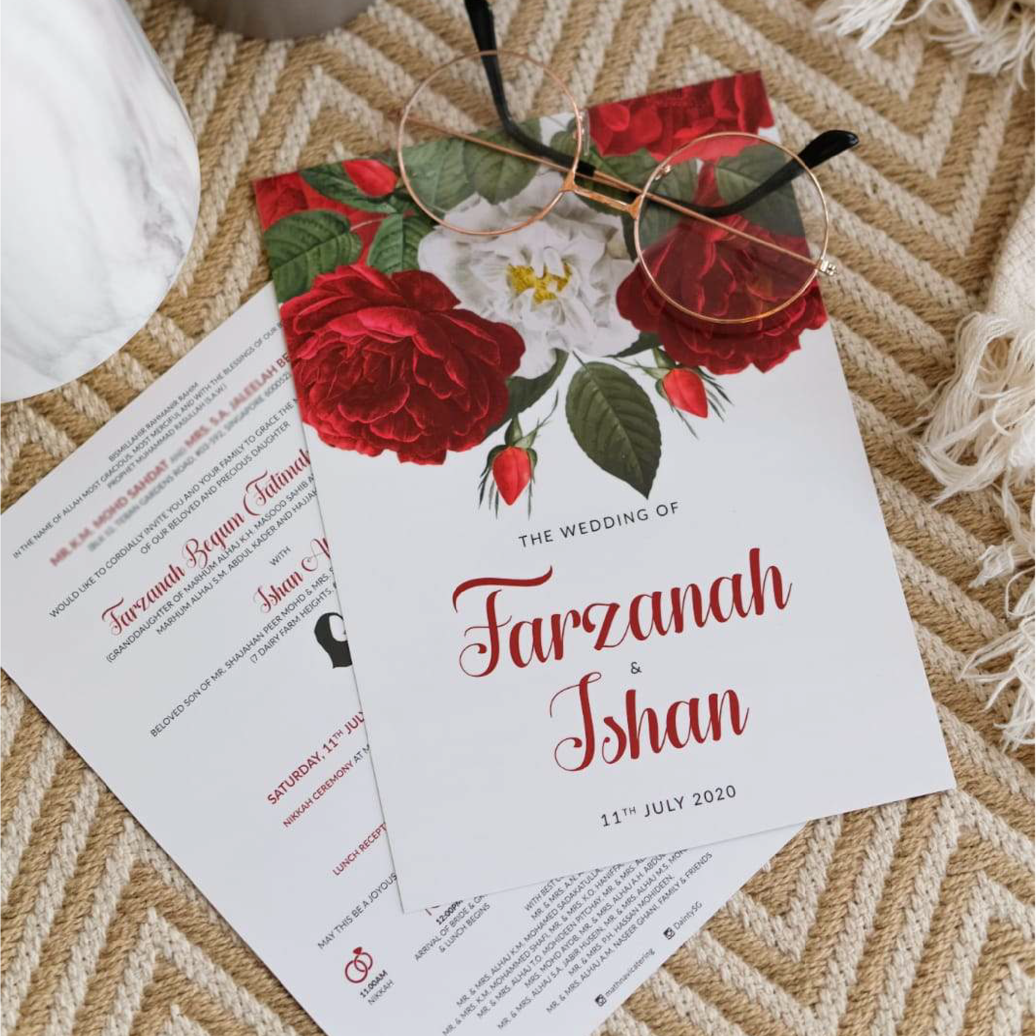 Red And White Classic Rose Wedding Invitations | Kad Kahwin SG