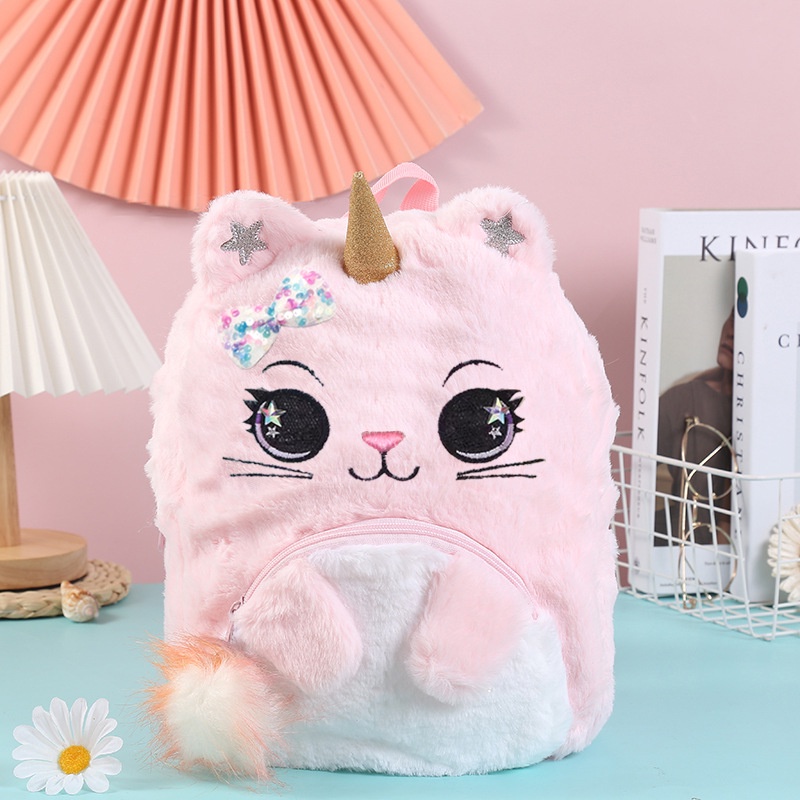 Children's Unicorn Backpack Korea Cute Soft Girl Cartoon School Bag Backpack Girls Plush