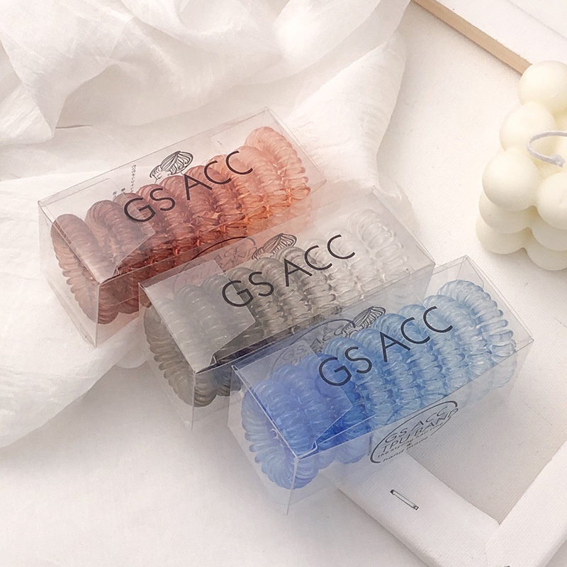 Small fresh gradient color phone line hair circle transparent jelly color head rope female boxed hair rope hair