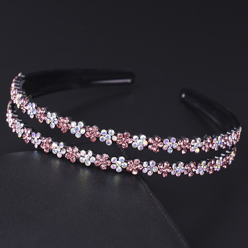 Korean version of rhinestone wide-brimmed headband hair accessories double row plum blossom rhinestone