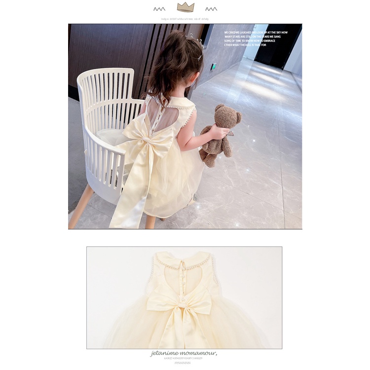 2022 Summer Korean Love bow backless dress children's clothing Western style princess dress skirt