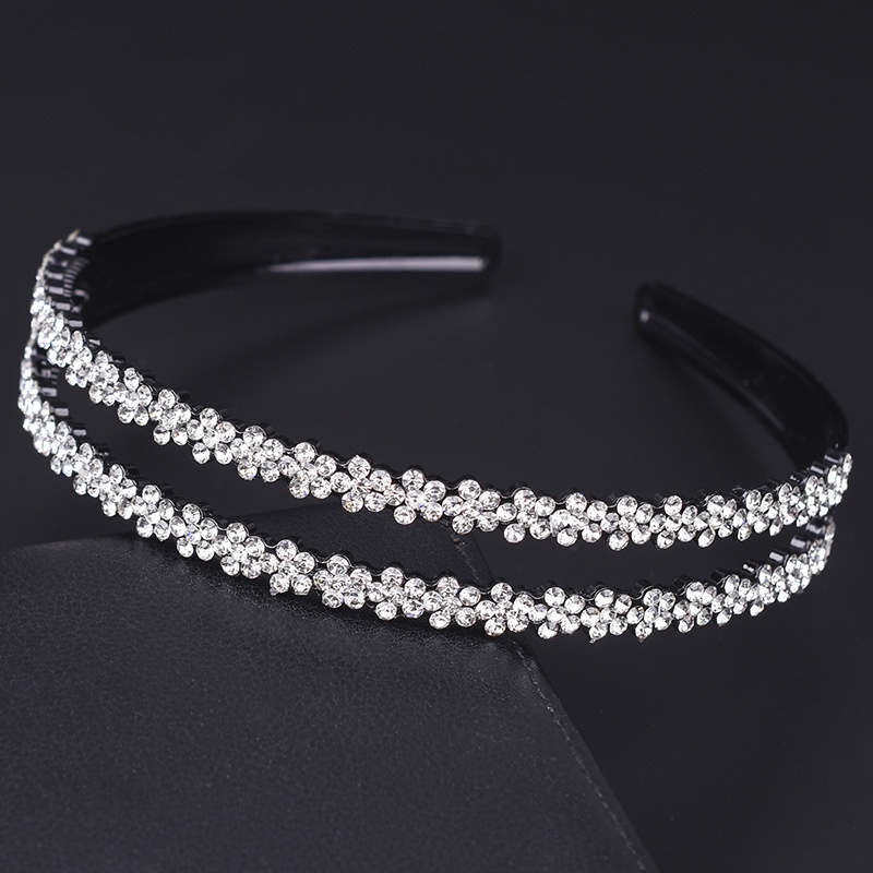 Korean version of rhinestone wide-brimmed headband hair accessories double row plum blossom rhinestone