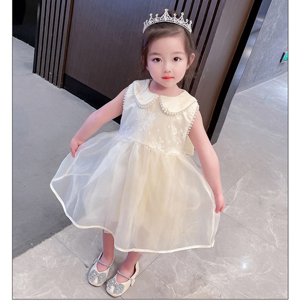 2022 Summer Korean Love bow backless dress children's clothing Western style princess dress skirt