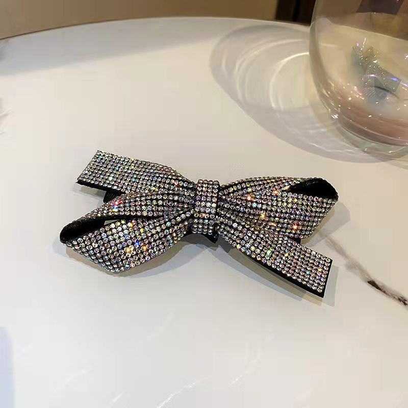 Korean 3D Rhinestone Double-layer Bow Spring Clip Fashion Retro