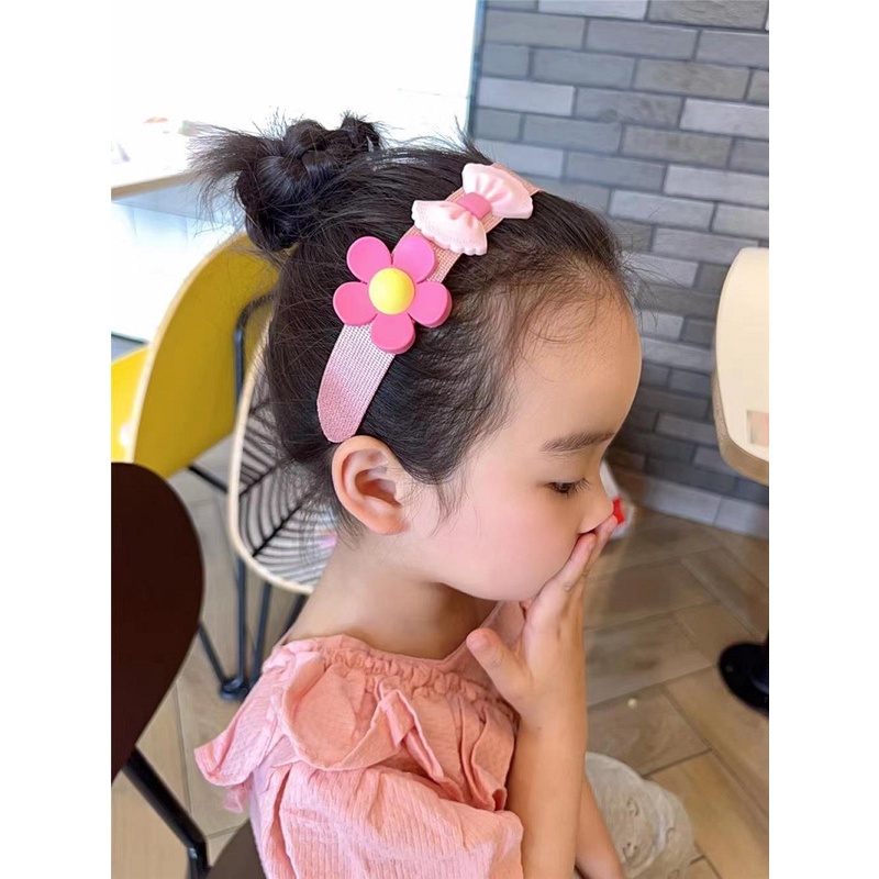 Children's Floral Velcro Hairband with Bow & Daisies