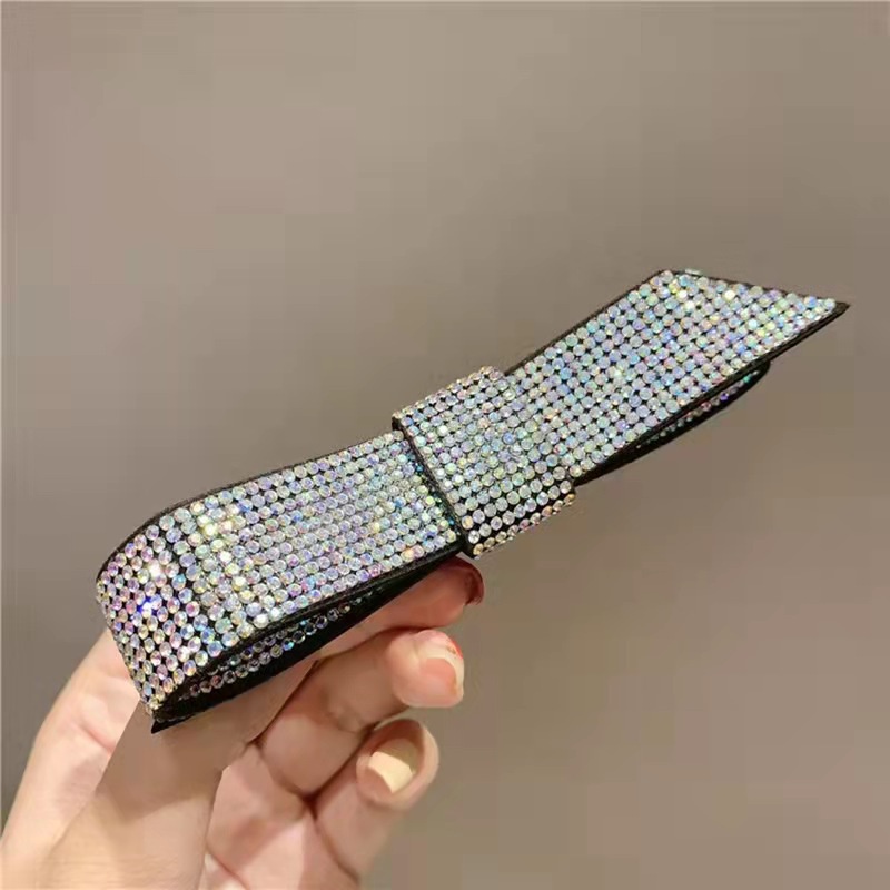 Korean 3D Rhinestone Double-layer Bow Spring Clip Fashion Retro