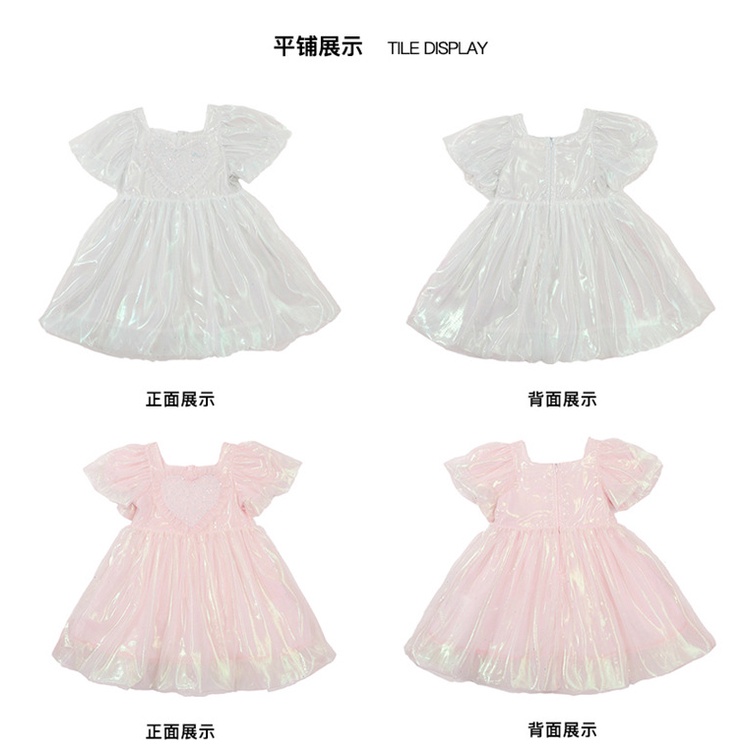 022 Summer Korean Dress Love Bow Dress Children's clothing Western style princess dress skirt
