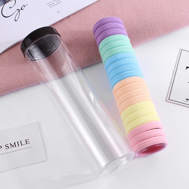 100 pieces/can high elastic candy color small seamless hair tie black hair rope children's jewelry towel ring seamless