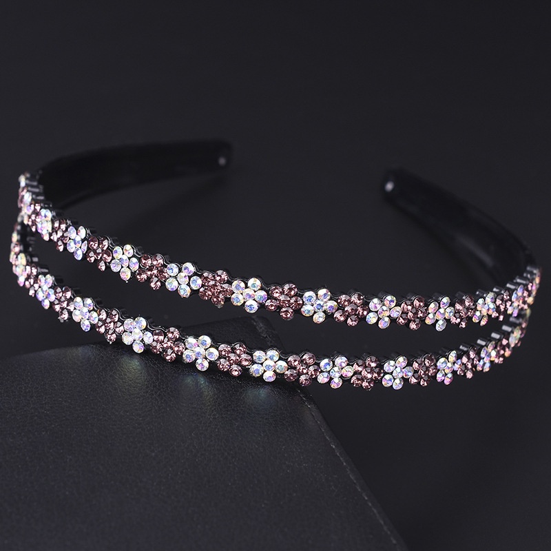 Korean version of rhinestone wide-brimmed headband hair accessories double row plum blossom rhinestone