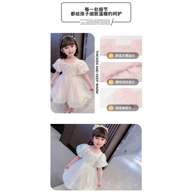 022 Summer Korean Dress Love Bow Dress Children's clothing Western style princess dress skirt