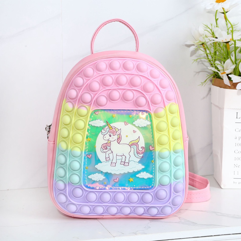 2022 Children's Rodent Pioneer Backpack Unicorn Decompression Puzzle Silicone Bag Wholesale