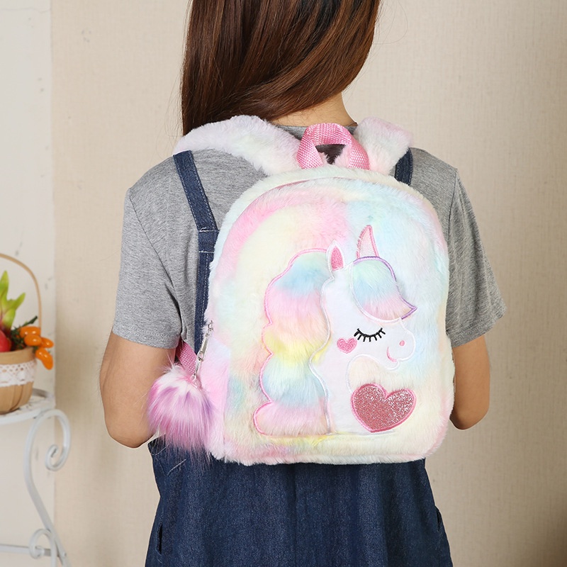 Children's Unicorn Backpack Korea Cute Soft Girl Cartoon School Bag Backpack Girls Plush