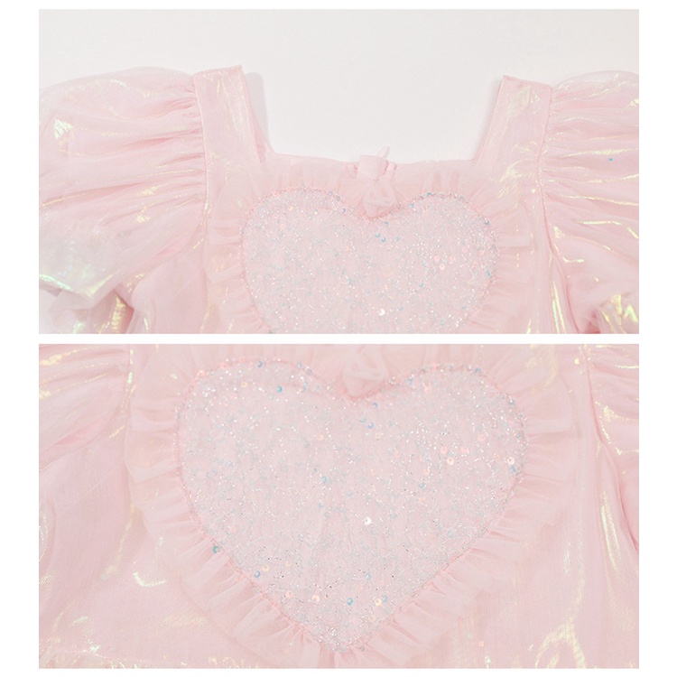 022 Summer Korean Dress Love Bow Dress Children's clothing Western style princess dress skirt