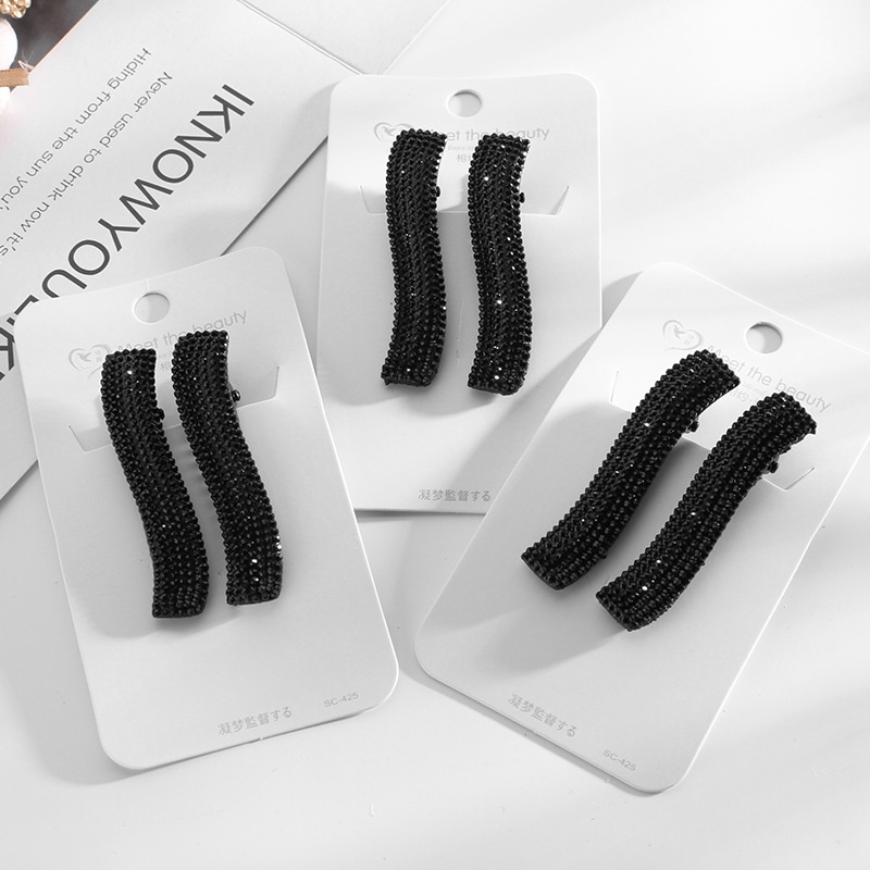 New South Korea Dongdaemun black diamond hairpin cute simple clip  hairclip