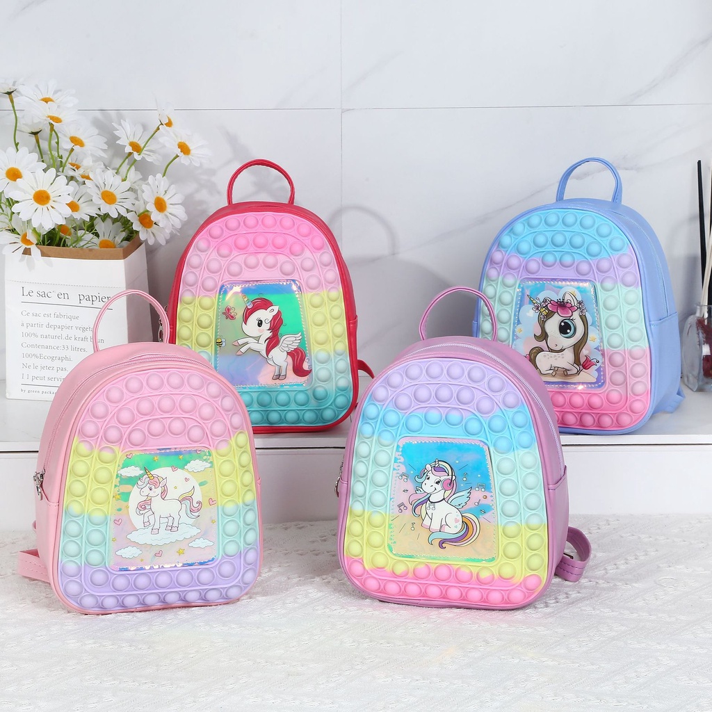 2022 Children's Rodent Pioneer Backpack Unicorn Decompression Puzzle Silicone Bag Wholesale