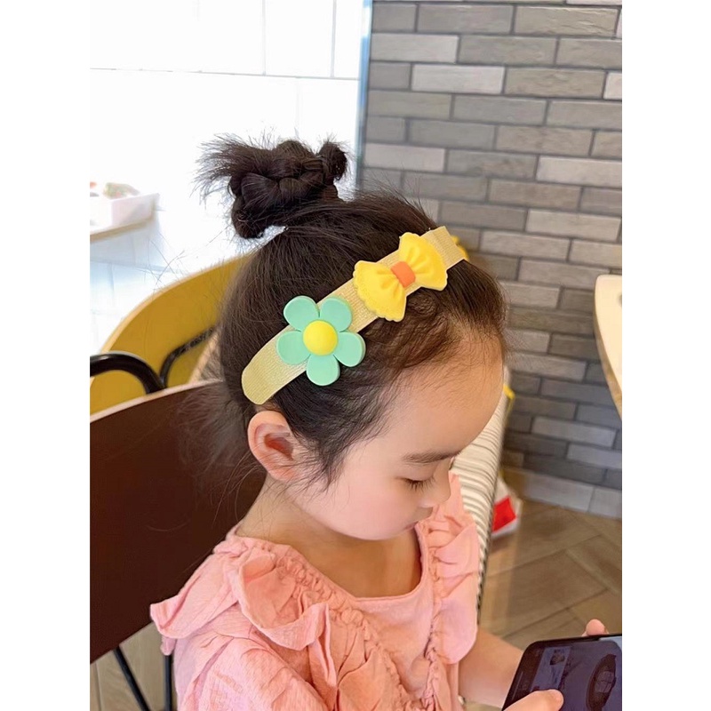 Children's Floral Velcro Hairband with Bow & Daisies