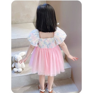 2022 Summer New girls Korean Embroidered Flower Dress