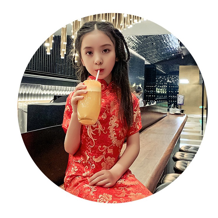 2021 children's Embriodery cheongsam summer and CNY retro western princess dress Chinese style