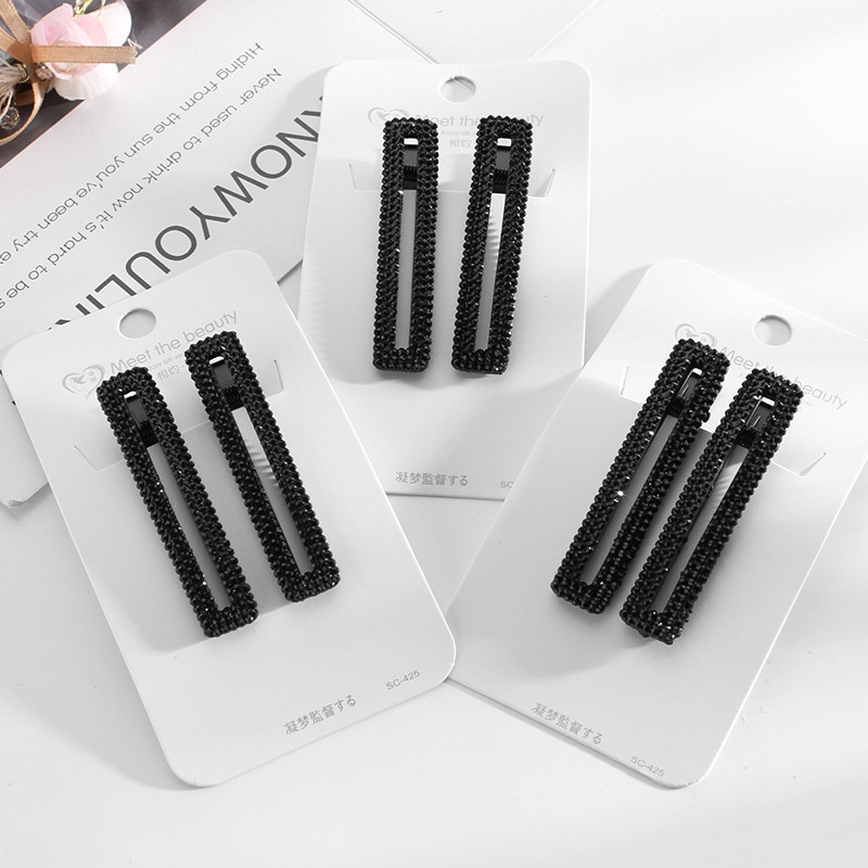 New South Korea Dongdaemun black diamond hairpin cute simple clip  hairclip