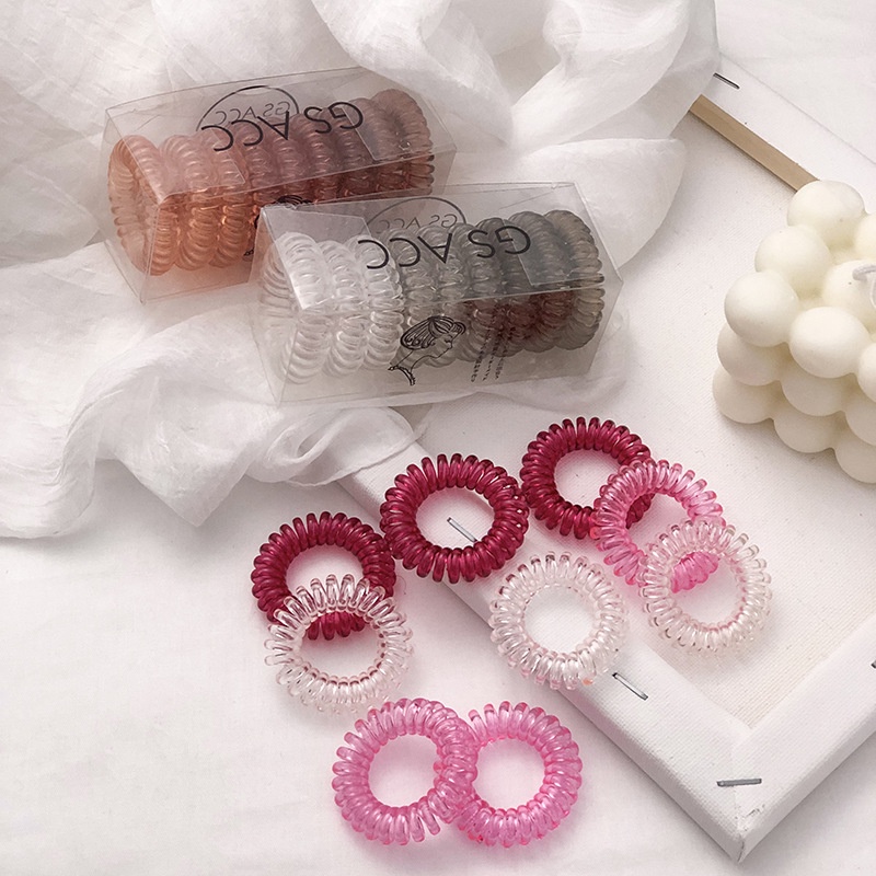 Small fresh gradient color phone line hair circle transparent jelly color head rope female boxed hair rope hair