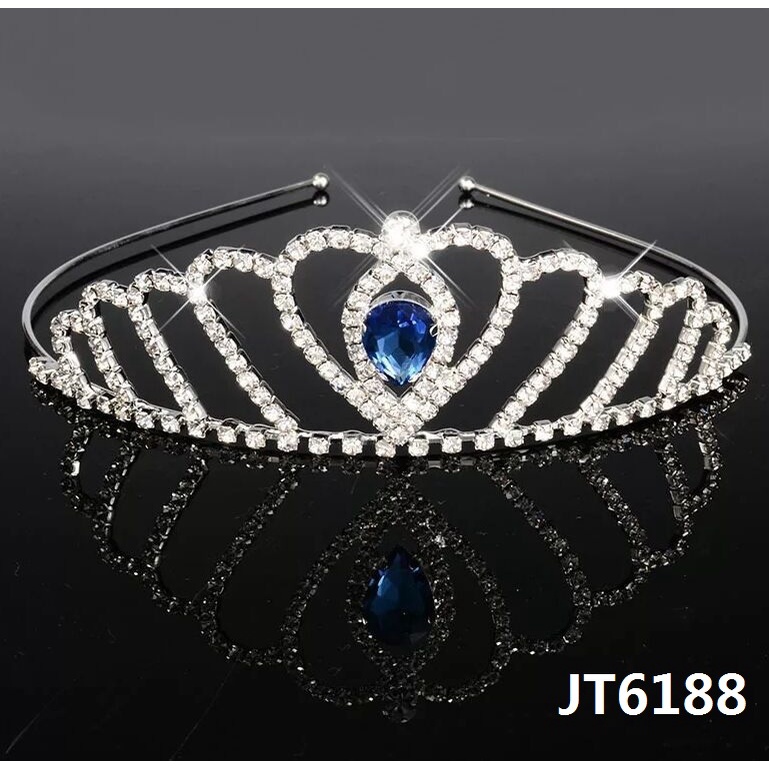 Princess Tiara/Wedding/Hair Accessories/Crown/Gems/Crystal/Gifts/Plain/Colour/Red/Blue/Pink