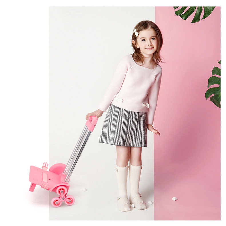 Children's schoolbag primary school students 2-5 grade cartoon backpack climbing stairs six-wheeled trolley