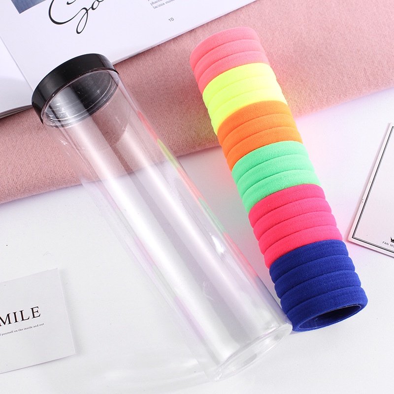 100 pieces/can high elastic candy color small seamless hair tie black hair rope children's jewelry towel ring seamless