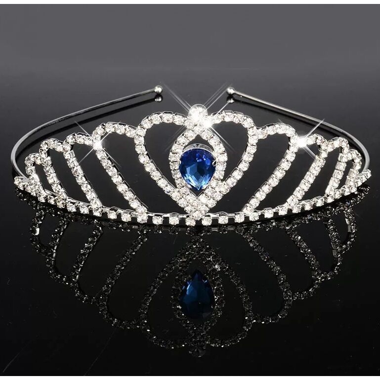 Princess Tiara/Wedding/Hair Accessories/Crown/Gems/Crystal/Gifts/Plain/Colour/Red/Blue/Pink