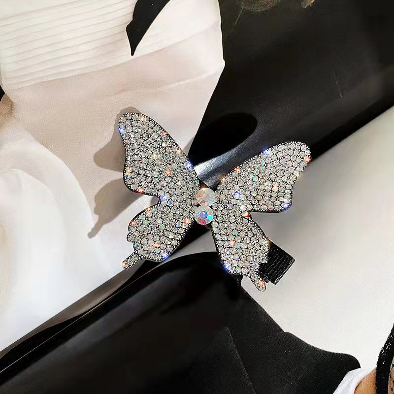Korean 3D Rhinestone Double-layer Bow Spring Clip Fashion Retro