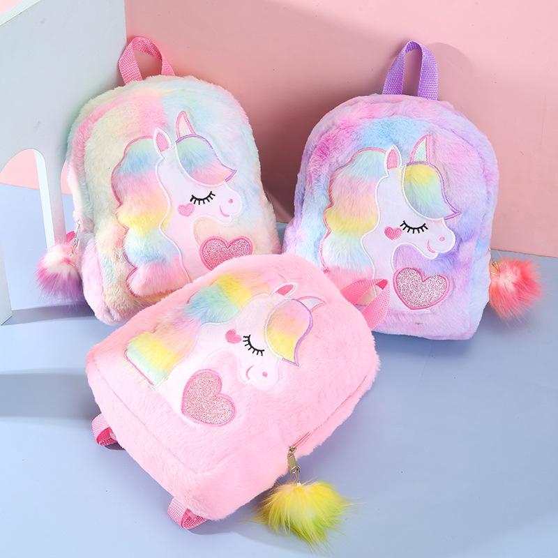 Children's Unicorn Backpack Korea Cute Soft Girl Cartoon School Bag Backpack Girls Plush