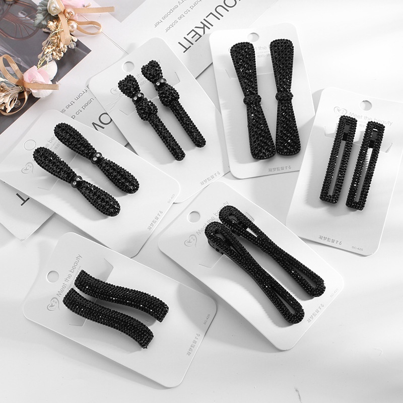 New South Korea Dongdaemun black diamond hairpin cute simple clip  hairclip